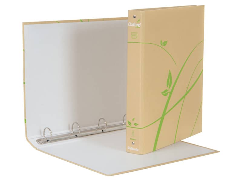 Raccoglitore ad anelli Esselte Oxford Green D30 f.to 22x30 cm 100% carta riciclata avana