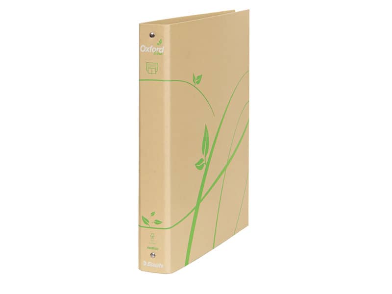 Raccoglitore ad anelli Esselte Oxford Green D30 f.to 22x30 cm 100% carta riciclata avana