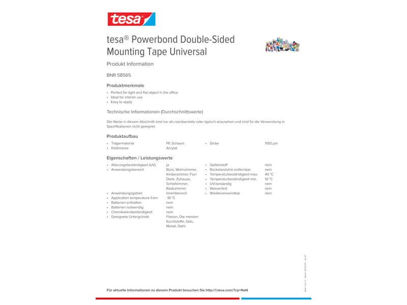 Nastri biadesivi tesa Powerbond Universale 19 mm x 1,5 m bianco --00