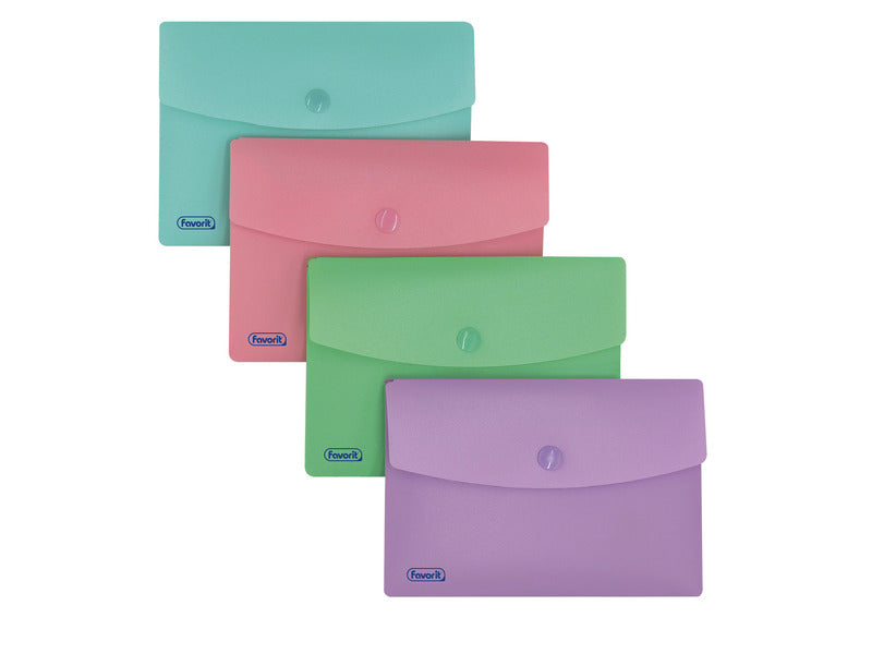 Buste con bottone A6 Favorit Pastel colori assortiti in conf. da 5