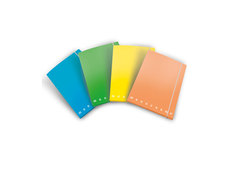 Cartella a 3 lembi con elastico Pigna Monocromo - A4 26x35,5x1,2 cm dorso 1,2 colori assortiti Fluo