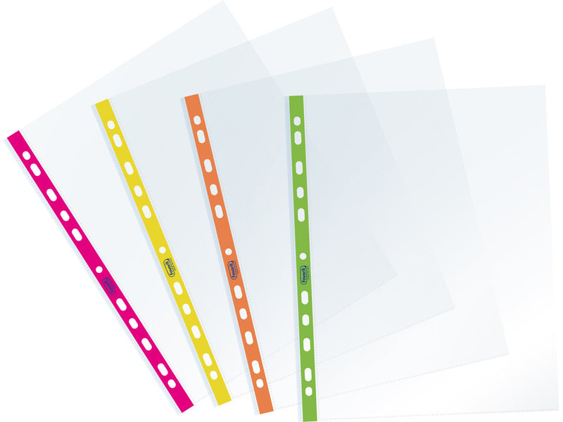 Buste a foratura universale Favorit banda laterale colori fluo - conf. 10 pz