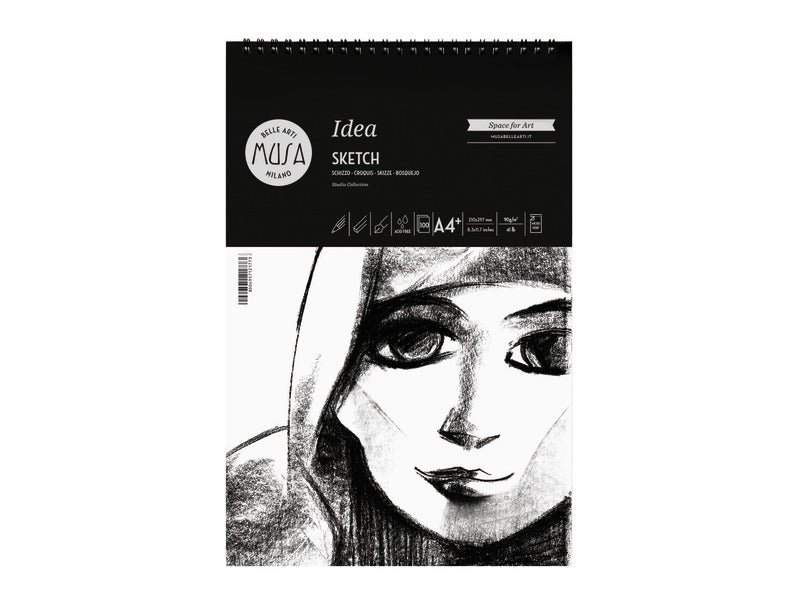 Blocco con spirale Belle Arti Musa Idea Sketch - 90 g - A4 100 fogli