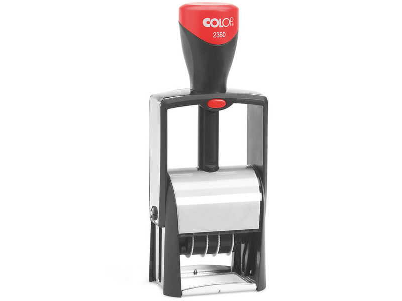 Timbro Colop autoinchiostrante datario con piastra personalizzabile 30x45 mm - 2360