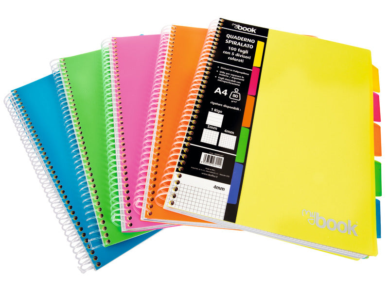 Quaderno Maxi spiralato Nikoffice con fori e separatori - 100 ff - 80 g formato A4 - 1R - 30NIK105