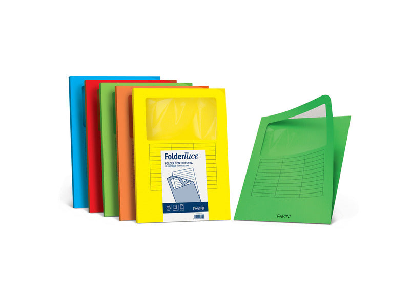 Cartellina con finestra Favini Folderluce 140 g/m² 22x31 cm conf. da 10 arancio - A51E124