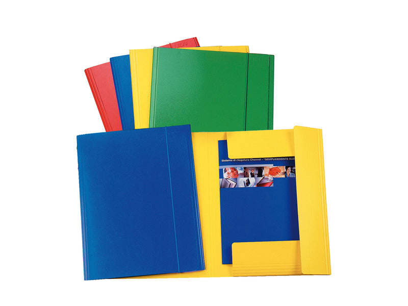 Cartella in presspan a tre lembi con elastico Esselte Essentials C42 - 25x35 cm verde - conf. 5 pz