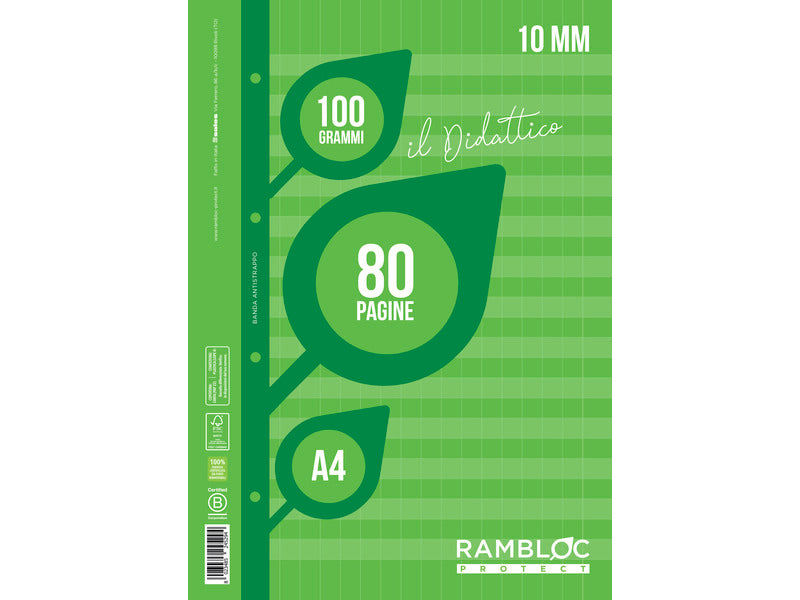 Blocco ricambio didattico Rambloc formato A4 40 ff - 100g rigatura 10 mm