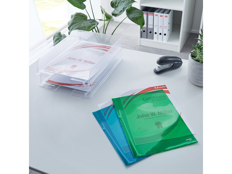 Cartellina a L in PVC Esselte Crystal A4 blu - conf. 25 pz