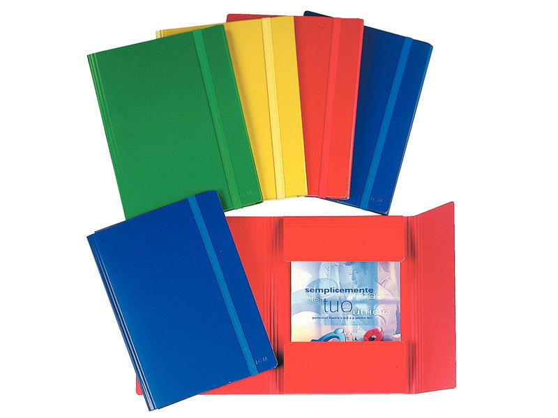 Cartella in presspan a tre lembi con elastico a fettuccia Esselte C44 - 25x35 cm blu - conf. 10 pz