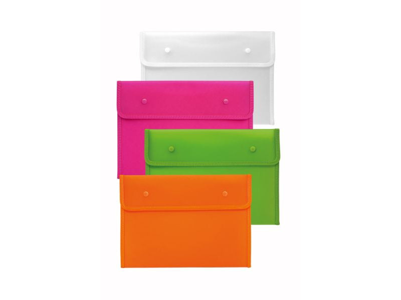 Busta a 2 bottoni Lebez Neon A4 in PP conf. 12 pezzi - colori assortiti