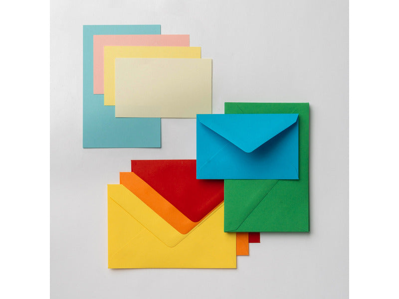 Biglietti augurali con busta Favini Burano Arcobaleno 7,2x11 cm in conf. 100 colori assortiti forti - A57X141