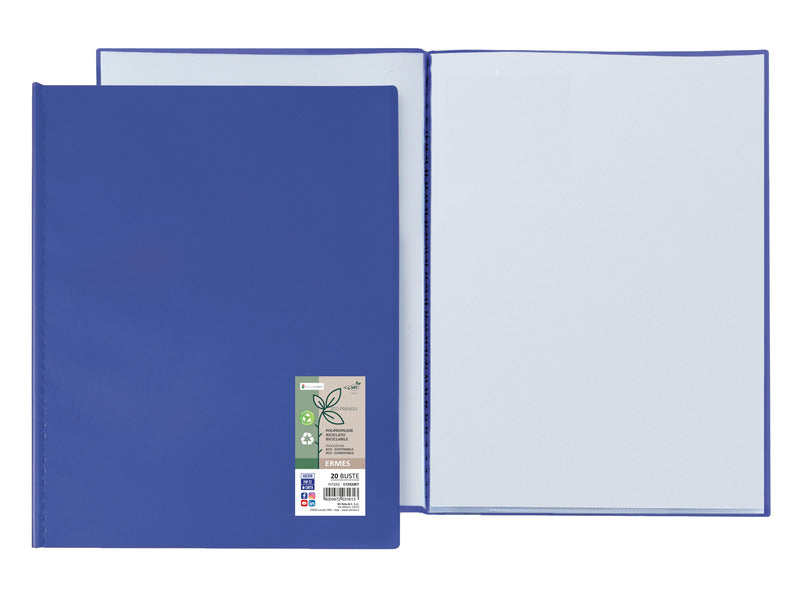 Portalistini Sei Rota Ermes in PP riciclato buccia d'arancia 22x30 cm blu 20 buste