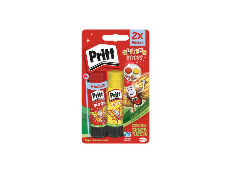 Espositore 12 blister da 2 colle Stick Pritt Glitter 20 g - colori assortiti