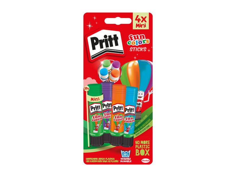 Colla stick Pritt Fun Colors 10 g in blister da 4 colori assortiti