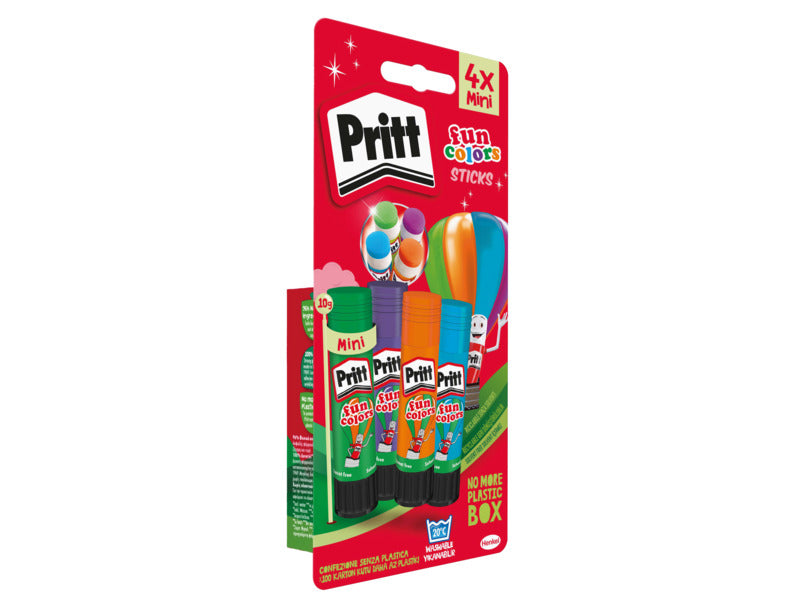 Colla stick Pritt Fun Colors 10 g in blister da 4 colori assortiti