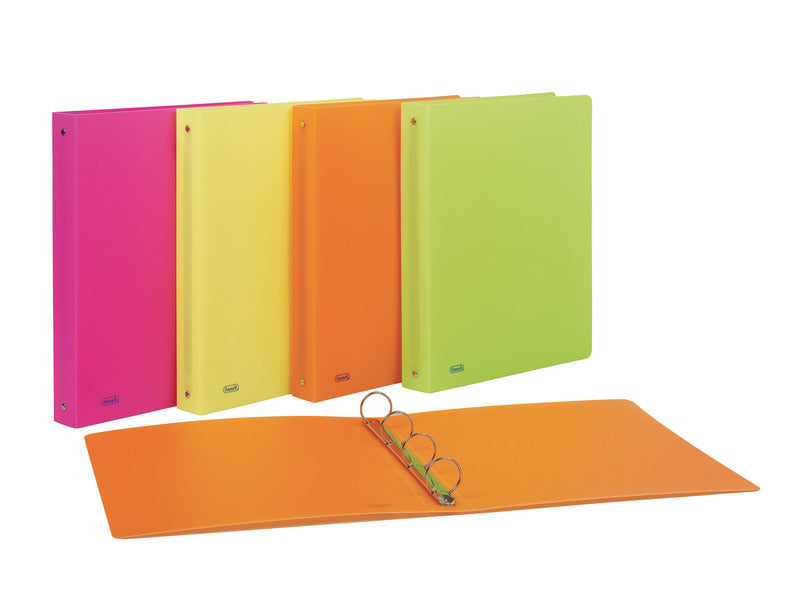 Raccoglitore a 4 anelli in PPL Neon D 30 - 22x30 cm - conf. da 10 pezzi in colori assortiti fluo