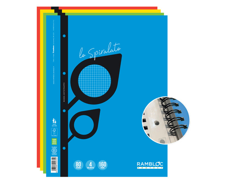 Maxi quaderno spiralato rinforzato Rambloc A4 160 pag - 80 g - 4 mm