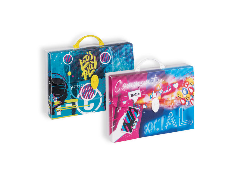 Valigetta in PPL Favorit con stampa Social 37,5x27x8 cm