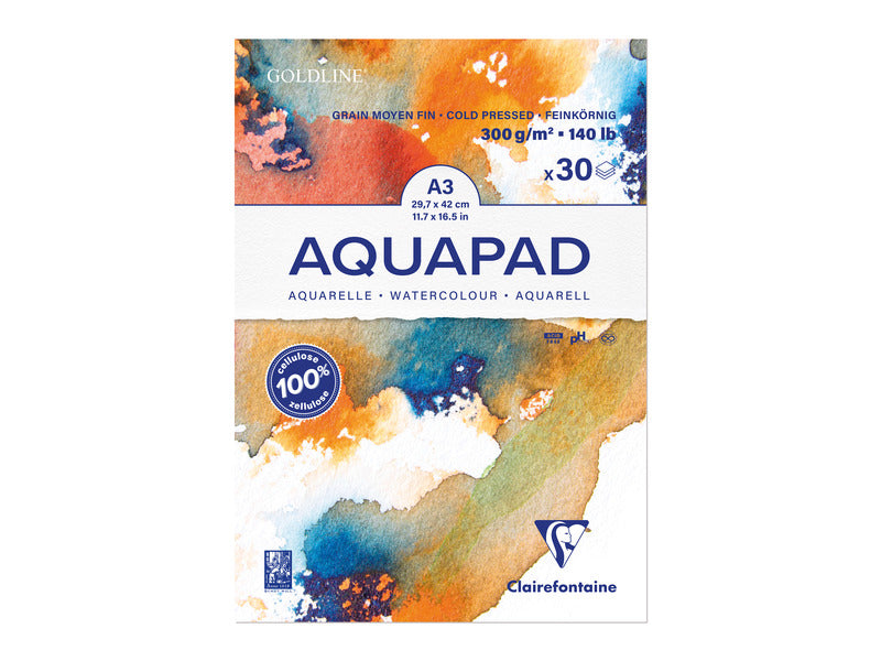 Maxiblocco Clairefontaine Goldline Aquapad conf. 3 pz - 300 g/m² A3 - 975722C
