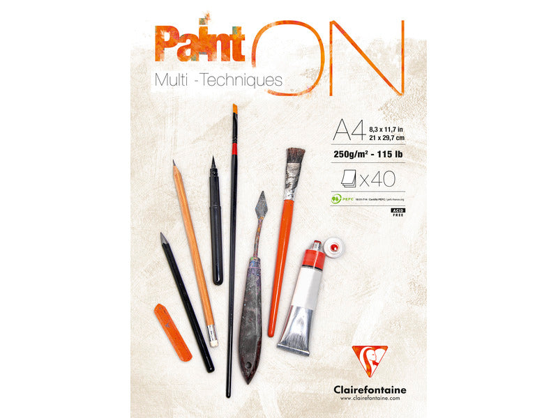 Blocco collato Clairefontaine Paint'on 250 g/m² A4 - conf. 4 pz - 96537C