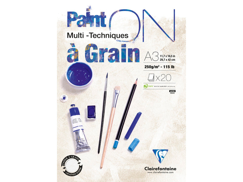 Blocco collato Clairefontaine Paint'on a Grain conf. 2 pz - 250 g/m² A3 - 975050C
