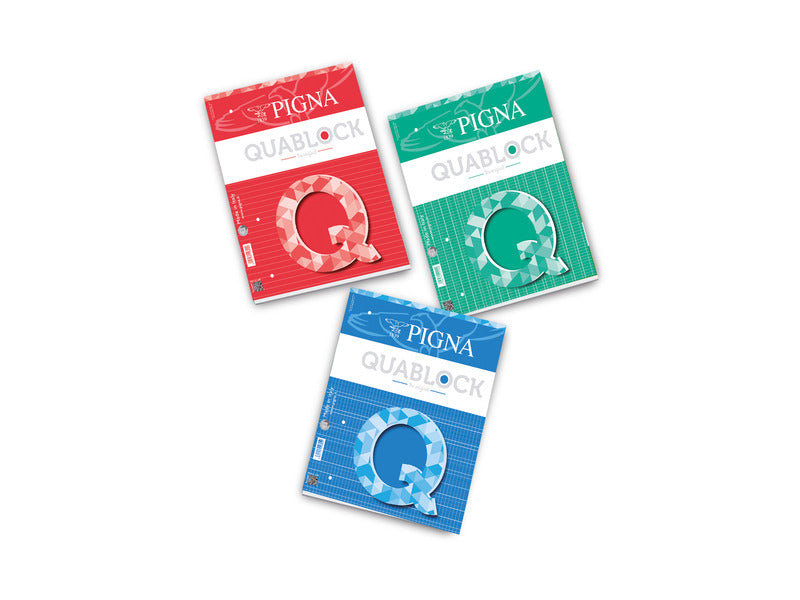 Blocco collato Pigna Quablock 50 fogli forati A5 - 1R righe - 80 g/m² - conf. 5 pezzi - 00609761R