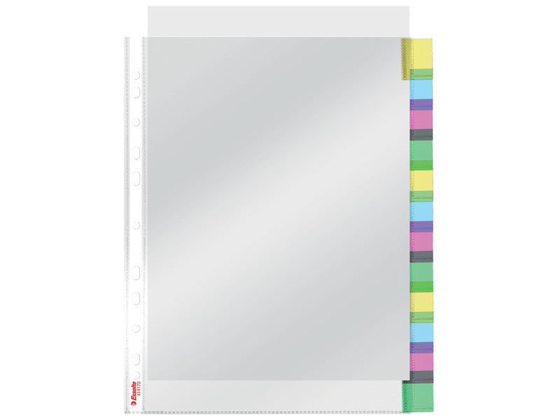 Busta Index a perforazione universale Esselte - 12 tasti colorati - f.to A4 - PPL lucido