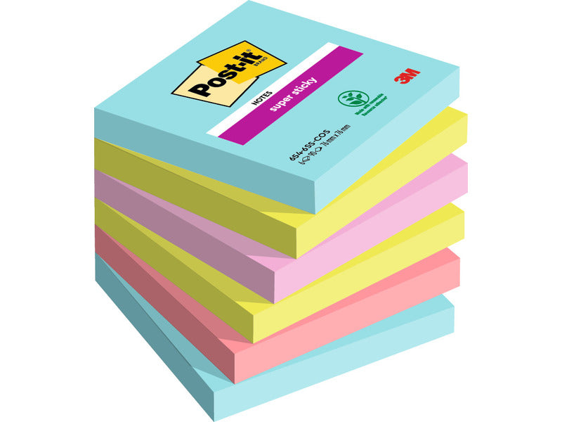 Foglietti Post-it® Super Sticky Cosmic - conf. 6 blocchetti da 90 ff 76x76 mm - 654-6SS-COS