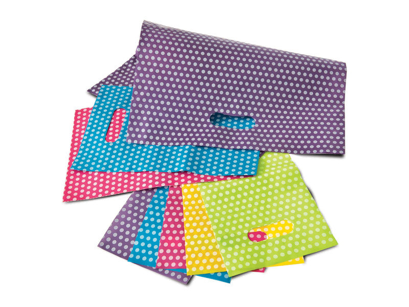 Borsa Shopper a pois Decoration in PE - 20x30 cm colori assortiti - conf. 100 pz - SHE632MIX
