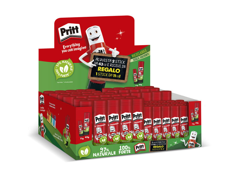 Espositore 75 colle Pritt - 50 Stick 43 g + 25 Stick 11 g inclusi