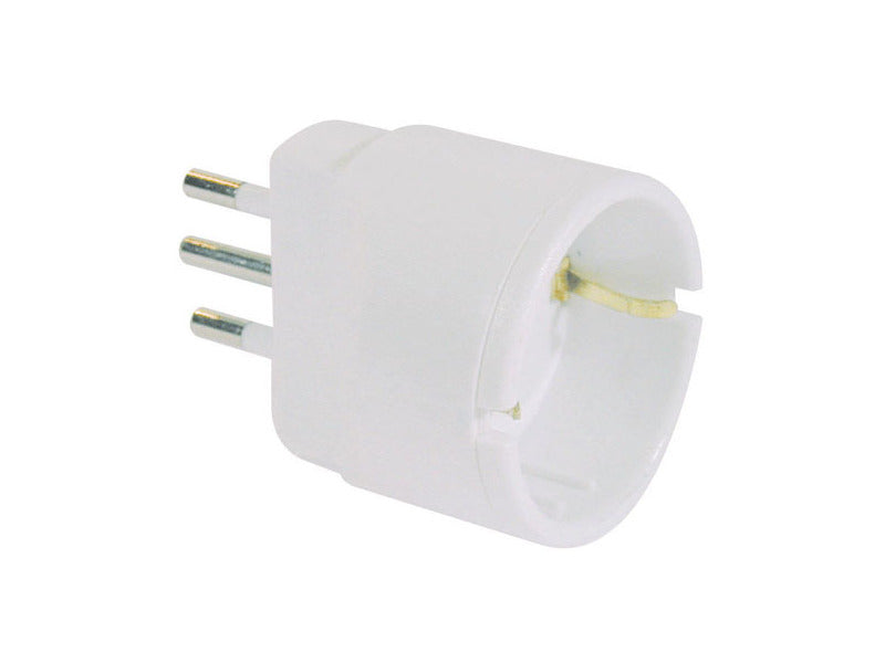 Adattatore di rete spina 2P+T 10A presa schuko MKC bianco