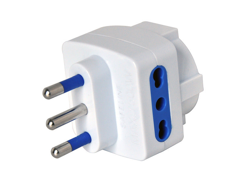 Adattatore di rete triplo e presa Schuko bianco MKC con 2 prese 16A