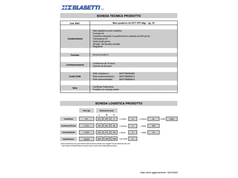 Maxi quaderni Blasetti Cuccioli formato A4 carta 80 g conf. 10 pezzi rigatura 1R - 8561